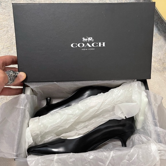 NIB Women's Size 5 Coach G1993 Unipump Jet Mirror 1.5" Leather Heels In Black - Picture 1 of 12